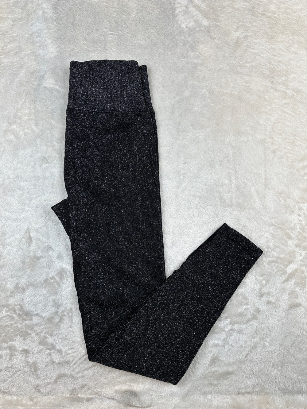 Victoria’s Secret PINK Glitter Leggings Women S Black Silver Metallic High Rise